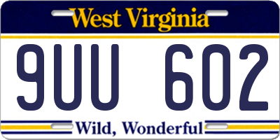 WV license plate 9UU602