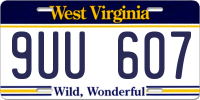 WV license plate 9UU607
