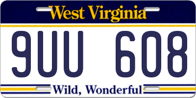 WV license plate 9UU608