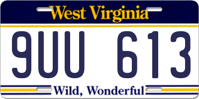 WV license plate 9UU613