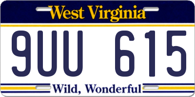 WV license plate 9UU615