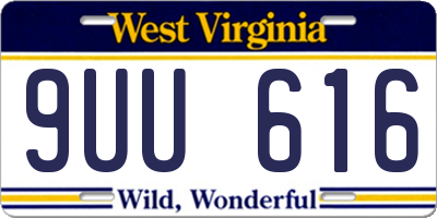 WV license plate 9UU616