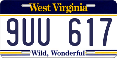 WV license plate 9UU617