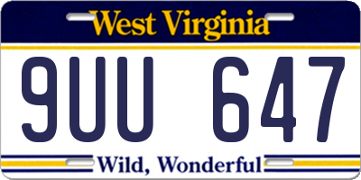 WV license plate 9UU647