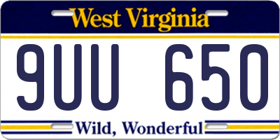 WV license plate 9UU650