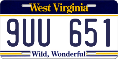 WV license plate 9UU651