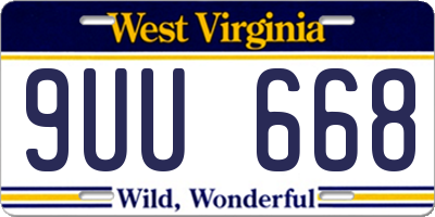 WV license plate 9UU668