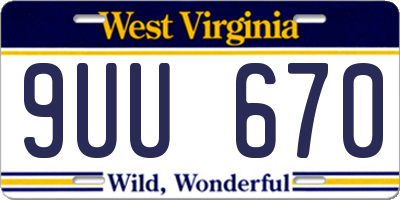 WV license plate 9UU670
