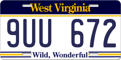 WV license plate 9UU672