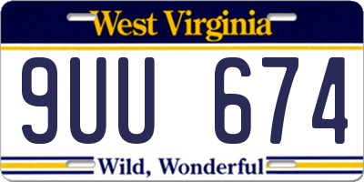 WV license plate 9UU674