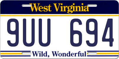 WV license plate 9UU694