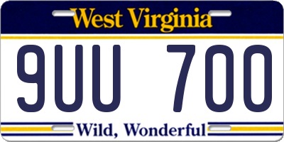 WV license plate 9UU700