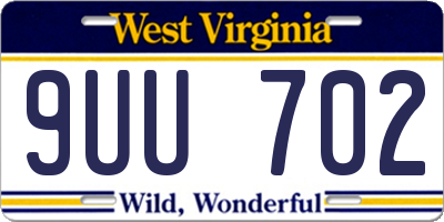 WV license plate 9UU702