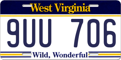WV license plate 9UU706