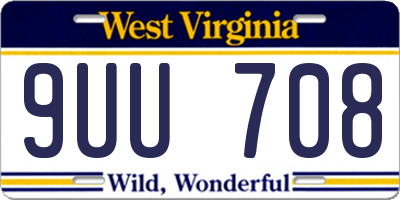 WV license plate 9UU708