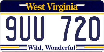 WV license plate 9UU720