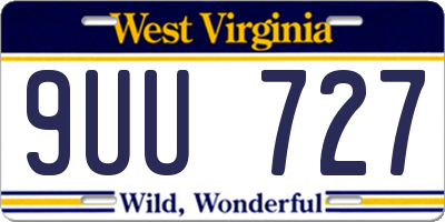 WV license plate 9UU727