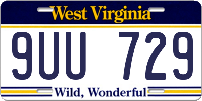 WV license plate 9UU729