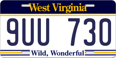 WV license plate 9UU730