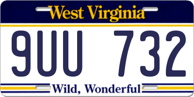 WV license plate 9UU732
