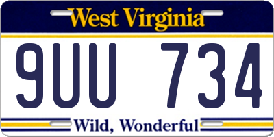 WV license plate 9UU734