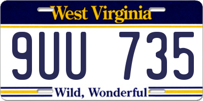 WV license plate 9UU735