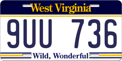 WV license plate 9UU736