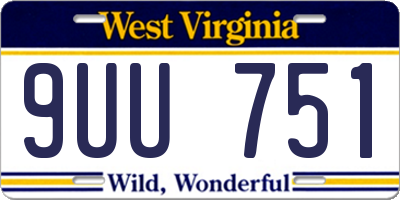 WV license plate 9UU751