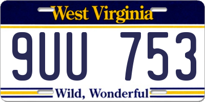 WV license plate 9UU753