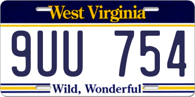 WV license plate 9UU754