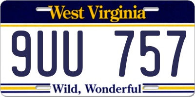 WV license plate 9UU757