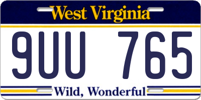 WV license plate 9UU765