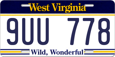 WV license plate 9UU778