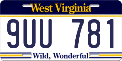WV license plate 9UU781