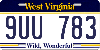 WV license plate 9UU783