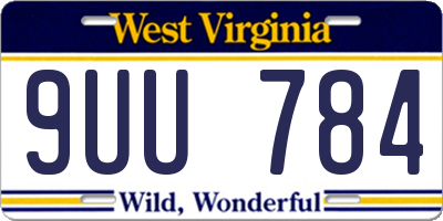 WV license plate 9UU784