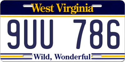 WV license plate 9UU786