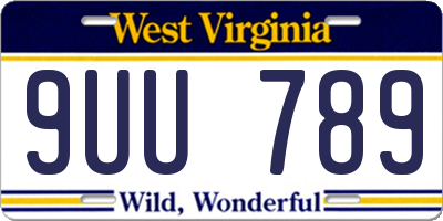 WV license plate 9UU789