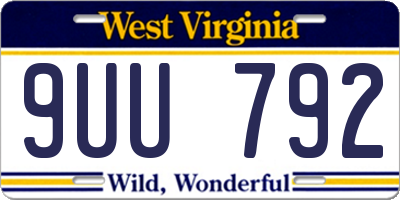 WV license plate 9UU792
