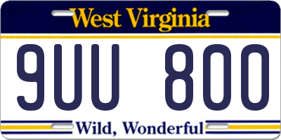 WV license plate 9UU800