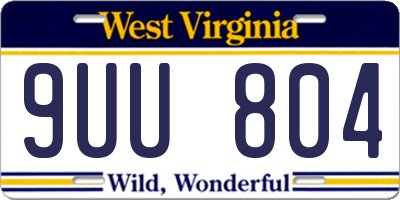 WV license plate 9UU804