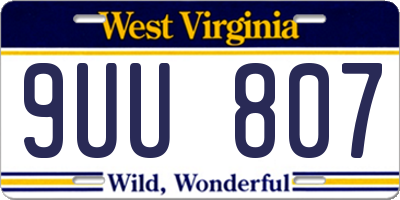 WV license plate 9UU807