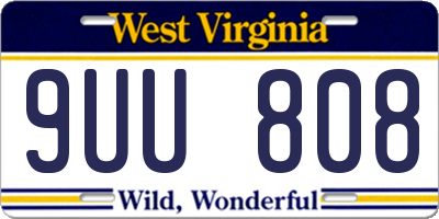 WV license plate 9UU808