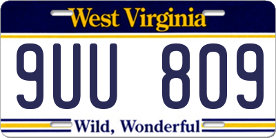 WV license plate 9UU809