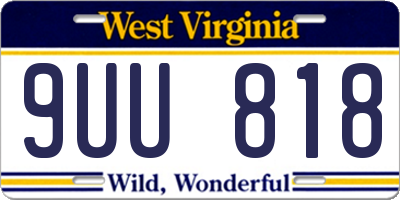 WV license plate 9UU818