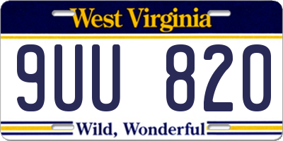 WV license plate 9UU820