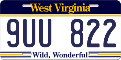 WV license plate 9UU822