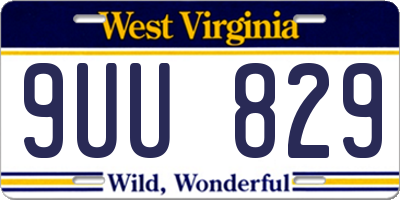 WV license plate 9UU829