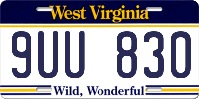 WV license plate 9UU830