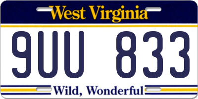 WV license plate 9UU833